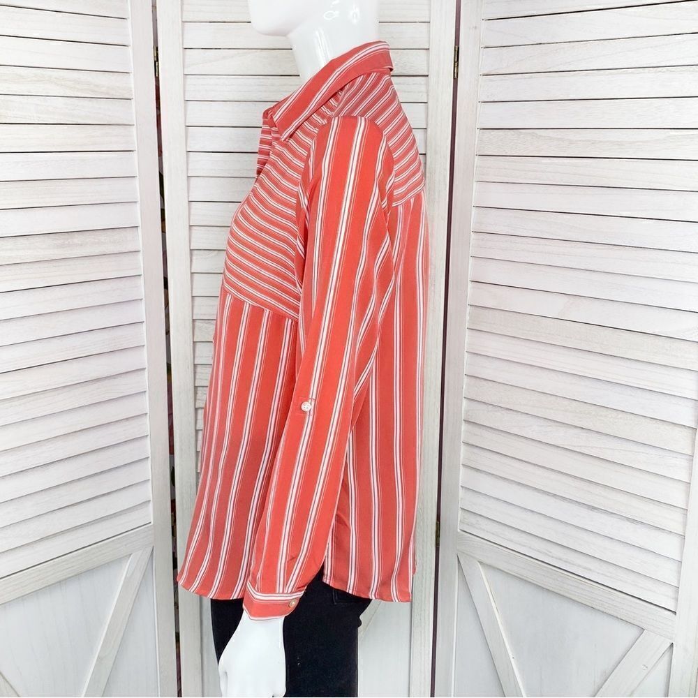 Charter Club Multi Stripe Pattern Block Button Fr… - image 2